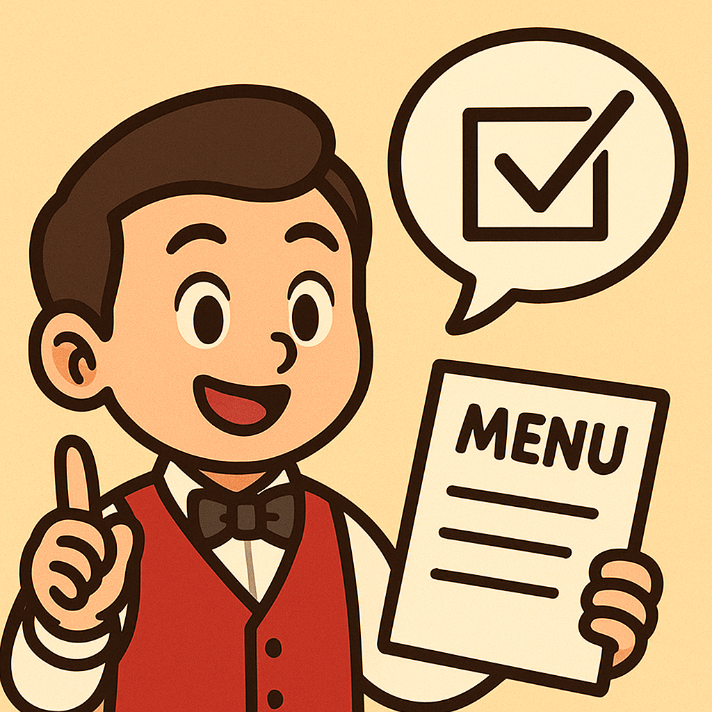 A waiter holding a menu